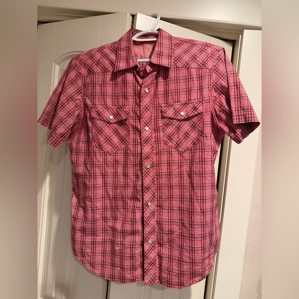 Banana Republic Red Checkered Western Shirt